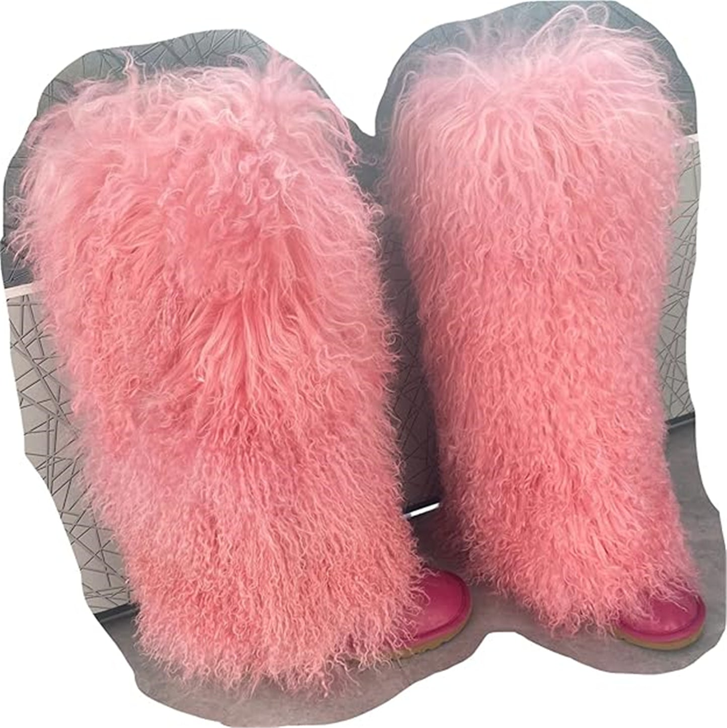 FURINFASHION HU-01 Autumn And Winter Spicy Girl Real Mongolian Lamb Fur Warm Leg Warmer