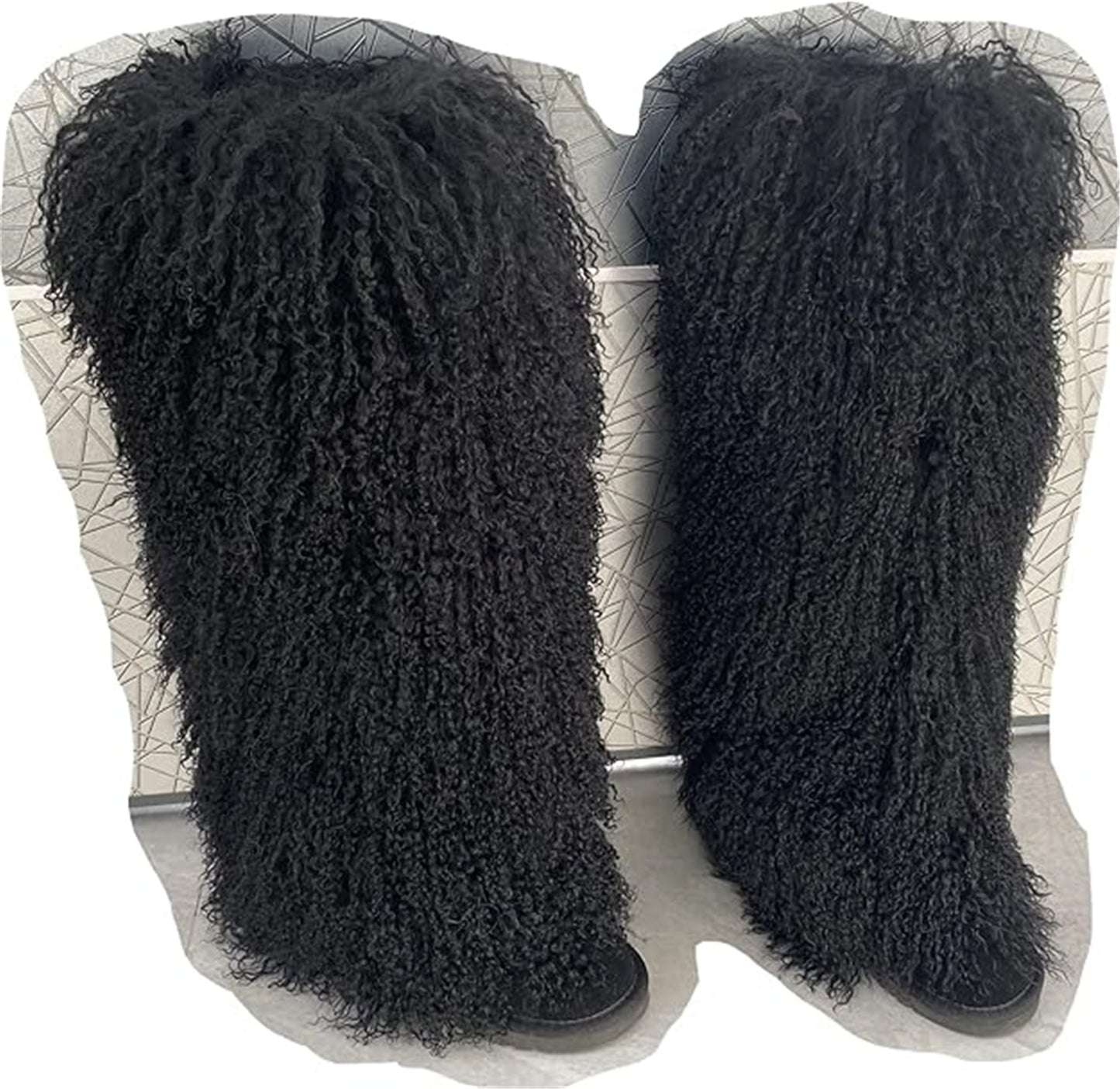 FURINFASHION HU-01 Autumn And Winter Spicy Girl Real Mongolian Lamb Fur Warm Leg Warmer