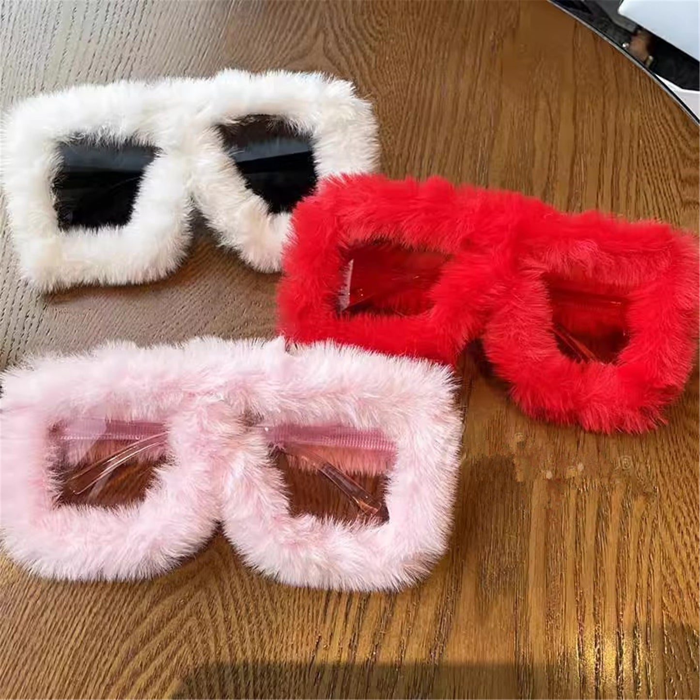 FurinFashion Oversized Beautiful Sunglasses For Women Soft Real Rabbit Fur Sun Glass